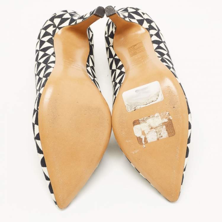 Pre Owned Isabel Marant Black/White Printed Canvas Pumps Size 38