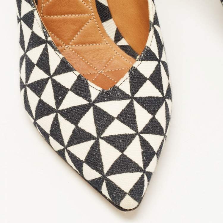 Pre Owned Isabel Marant Black/White Printed Canvas Pumps Size 38