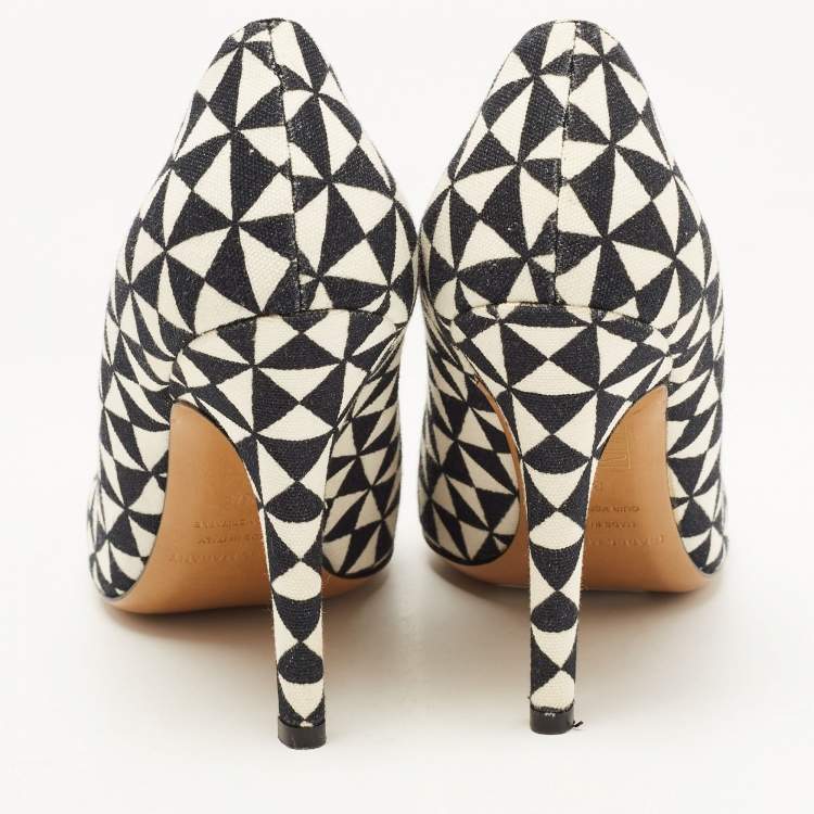 Pre Owned Isabel Marant Black/White Printed Canvas Pumps Size 38