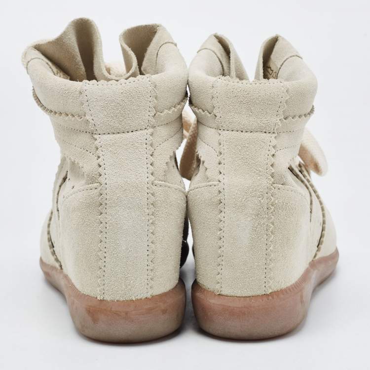Pre Owned Isabel Marant Grey Suede Bobby Wedge Sneakers Size 38