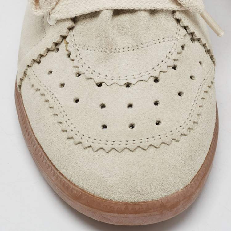 Pre Owned Isabel Marant Grey Suede Bobby Wedge Sneakers Size 38