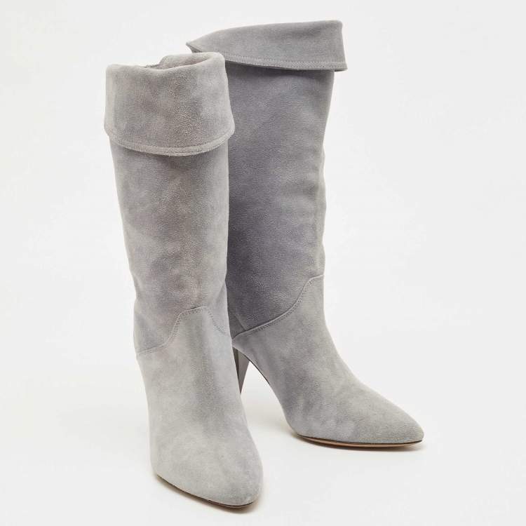 Pre Owned Isabel Marant Blue Suede Midcalf Boots Size 38