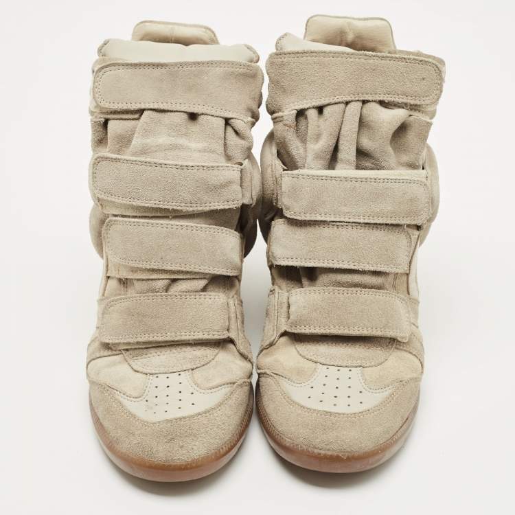 Pre Owned Isabel Marant Grey Suede Bekett Wedge Sneakers Size 39