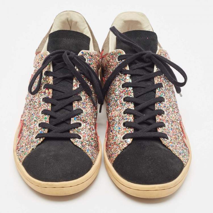 Pre Owned Isabel Marant Multicolor Glitter And Suede Gilly Low Top Sneakers Size 40