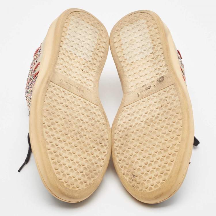 Pre Owned Isabel Marant Multicolor Glitter And Suede Gilly Low Top Sneakers Size 40