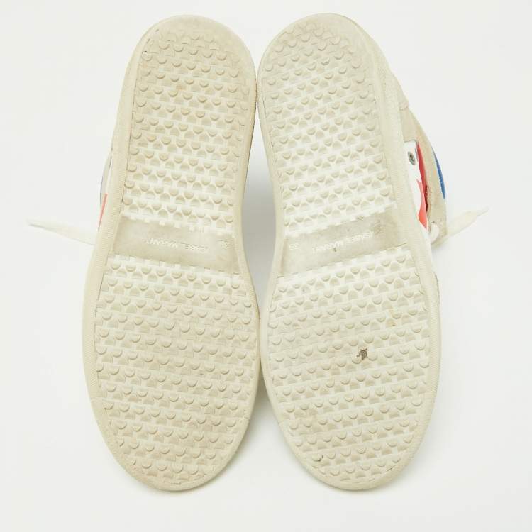 Pre Owned Isabel Marant Multicolor Suede and Leather Logo Bayten Wedge Sneakers Size 39