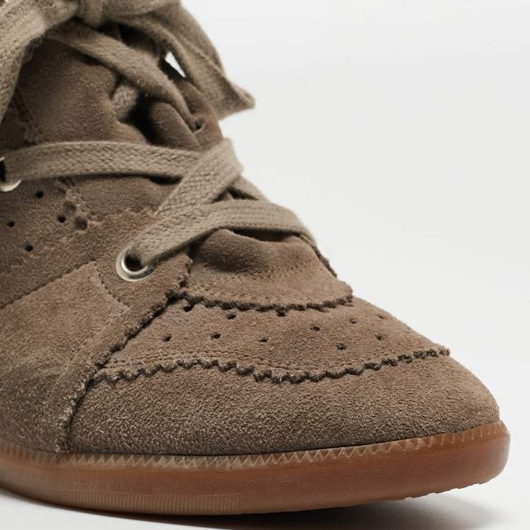 Pre Owned Isabel Marant Grey Suede Bobby Wedge Sneakers Size 40