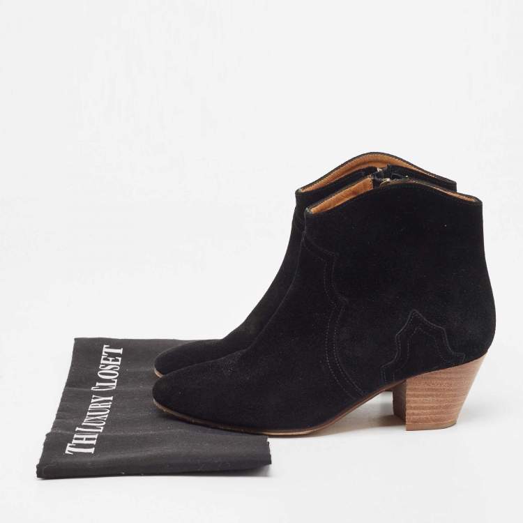 Pre Owned Isabel Marant Black Suede Dicker Ankle Boots  Size 36