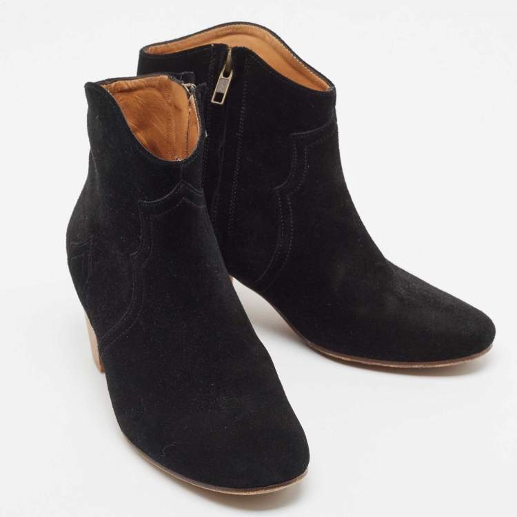 Pre Owned Isabel Marant Black Suede Dicker Ankle Boots  Size 36