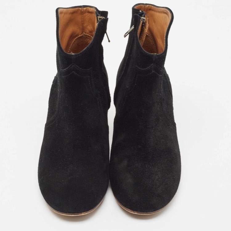 Pre Owned Isabel Marant Black Suede Dicker Ankle Boots  Size 36