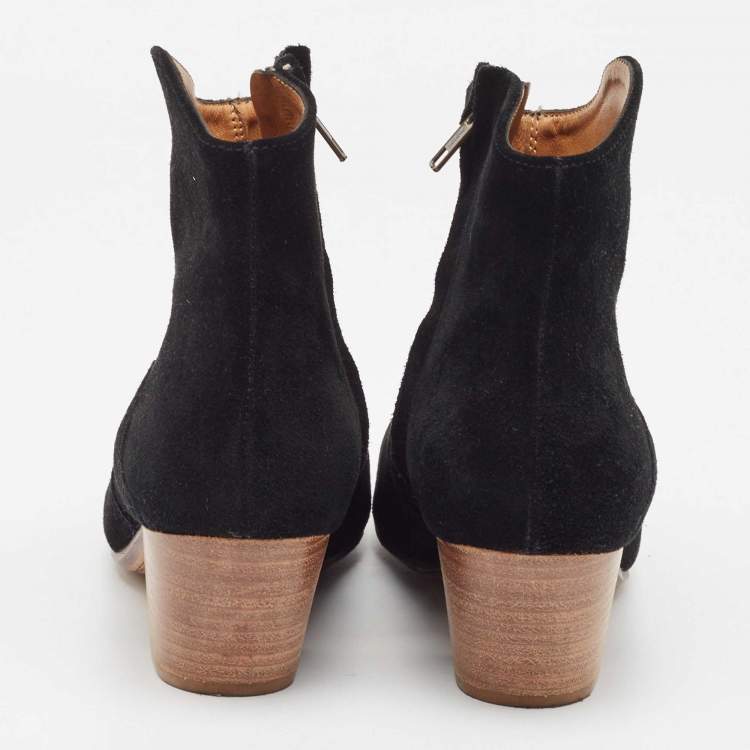 Pre Owned Isabel Marant Black Suede Dicker Ankle Boots  Size 36