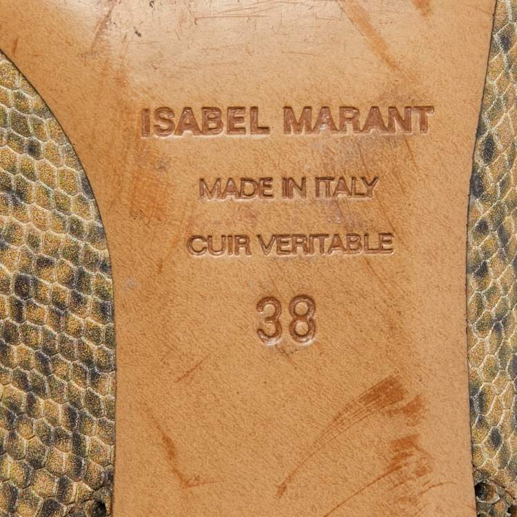 Pre Owned Isabel Marant Two Tone Python Embossed Leather Slingback Pumps Size 38