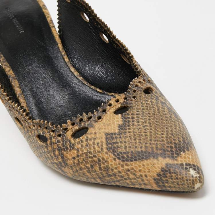 Pre Owned Isabel Marant Two Tone Python Embossed Leather Slingback Pumps Size 38