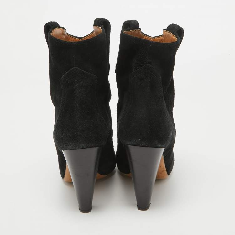 Pre Owned Isabel Marant Black Suede Ankle Boots Size 37
