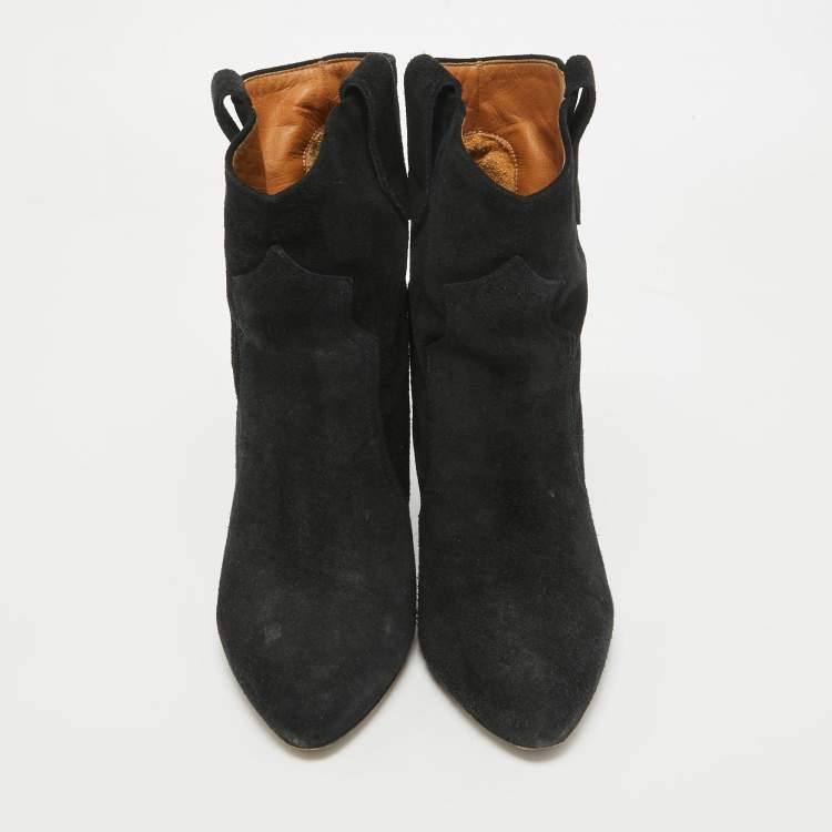 Pre Owned Isabel Marant Black Suede Ankle Boots Size 37