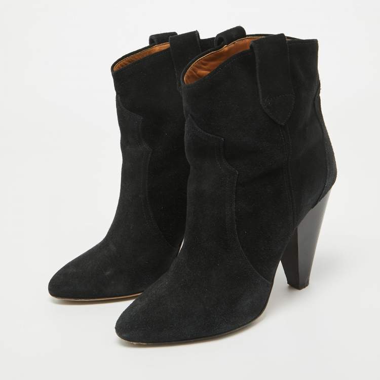 Pre Owned Isabel Marant Black Suede Ankle Boots Size 37
