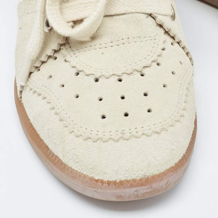 Pre Owned Isabel Marant Grey Suede Bobby Wedge Sneakers Size 38