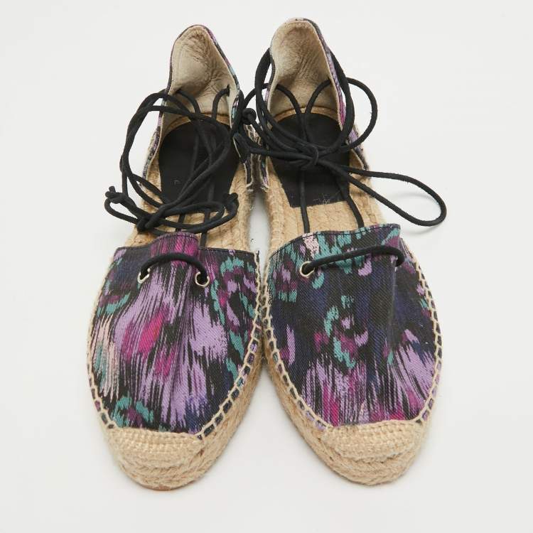 Pre Owned Isabel Marant Multicolor Canvas Crelyne Espadrille Flats Size 39