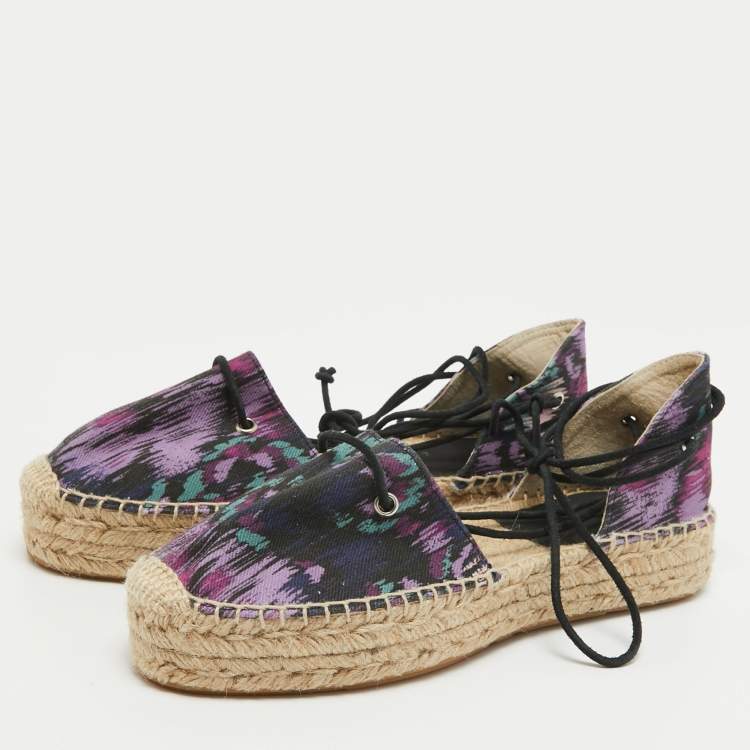 Pre Owned Isabel Marant Multicolor Canvas Crelyne Espadrille Flats Size 39