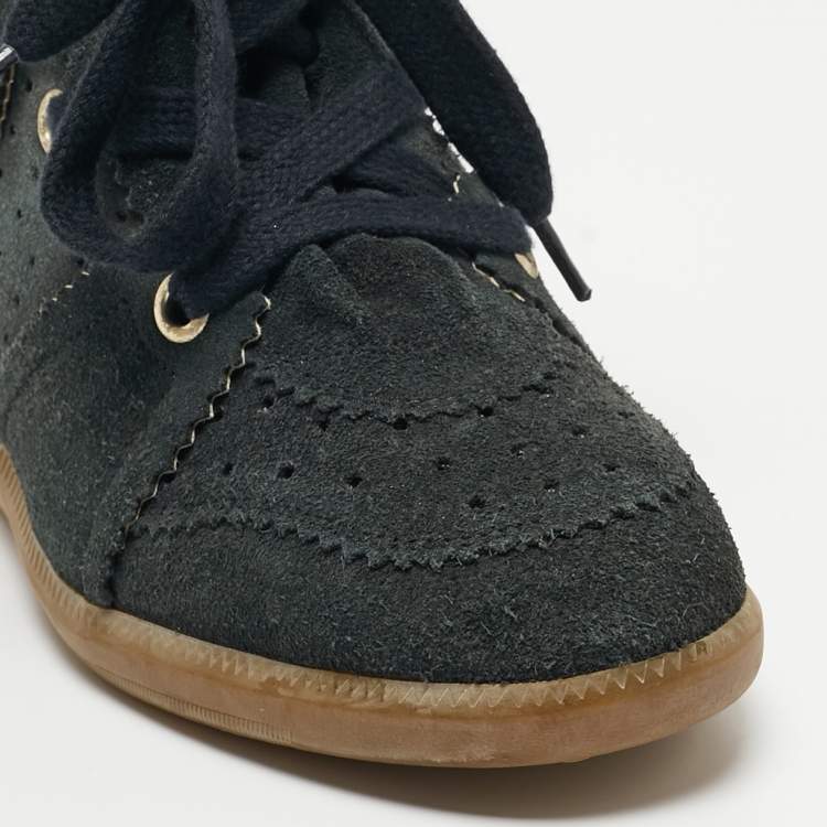 Pre Owned Isabel Marant Green Suede Bobby Wedge Sneakers Size 41