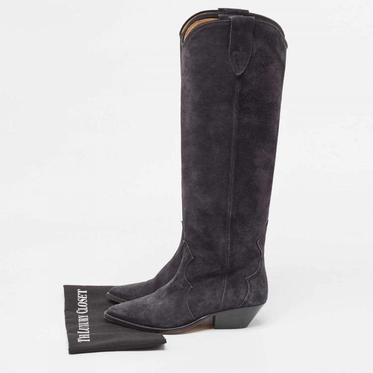 Pre Owned Isabel Marant Blue Suede Midcalf Boots Size 38