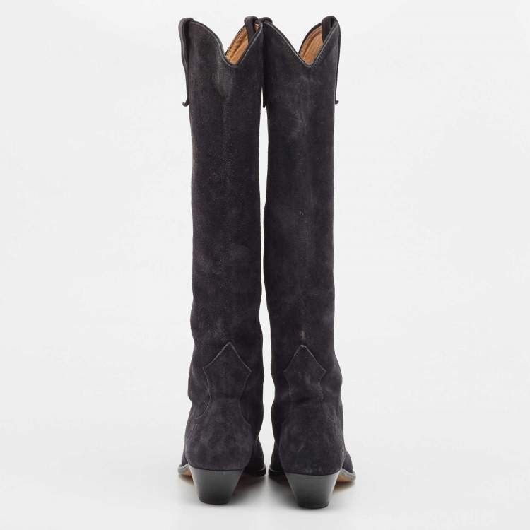 Pre Owned Isabel Marant Blue Suede Midcalf Boots Size 38