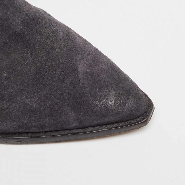 Pre Owned Isabel Marant Blue Suede Midcalf Boots Size 38