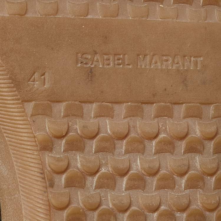 Pre Owned Isabel Marant Green/Brown Suede and Leather Wadge Sneakers Size 41