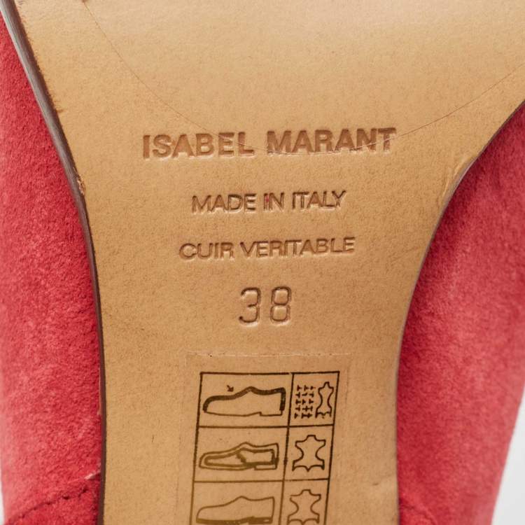 Pre Owned Isabel Marant Pink Suede Embellished Ankle Boots Size 38