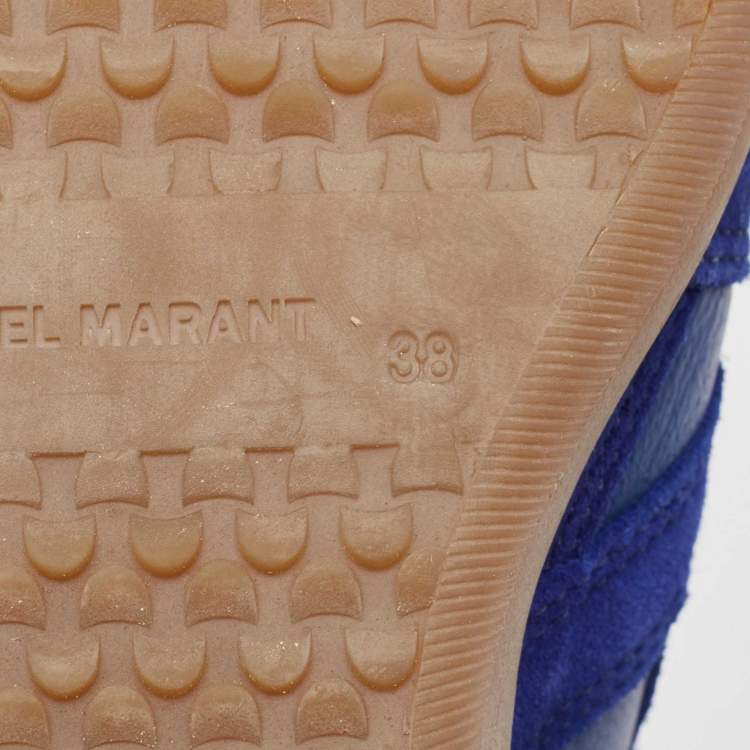 Pre Owned Isabel Marant Blue Suede and Leather Bekett Wedge Sneakers Size 38