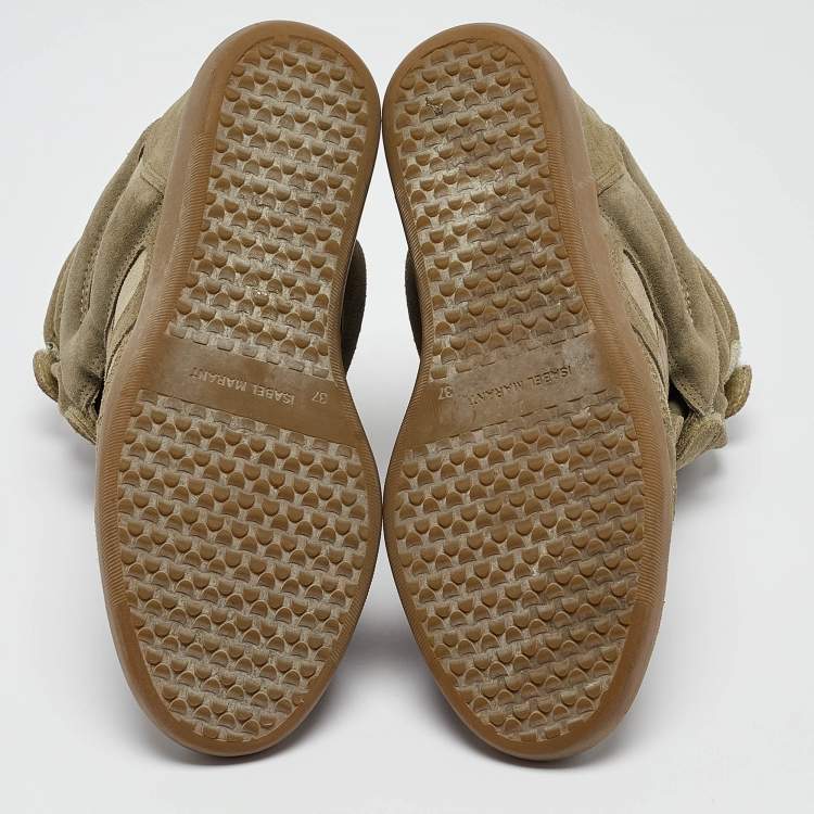 Pre Owned Isabel Marant Green Leather and  Suede Bekett Sneakers Size 37