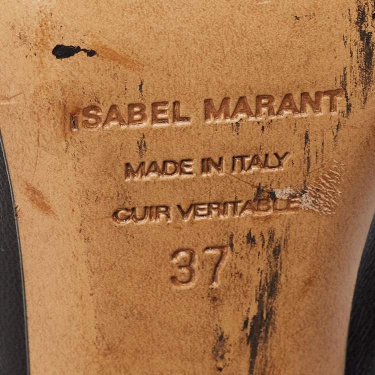 Pre Owned Isabel Marant Black Leather Embellished Slingback Sandals Size 37
