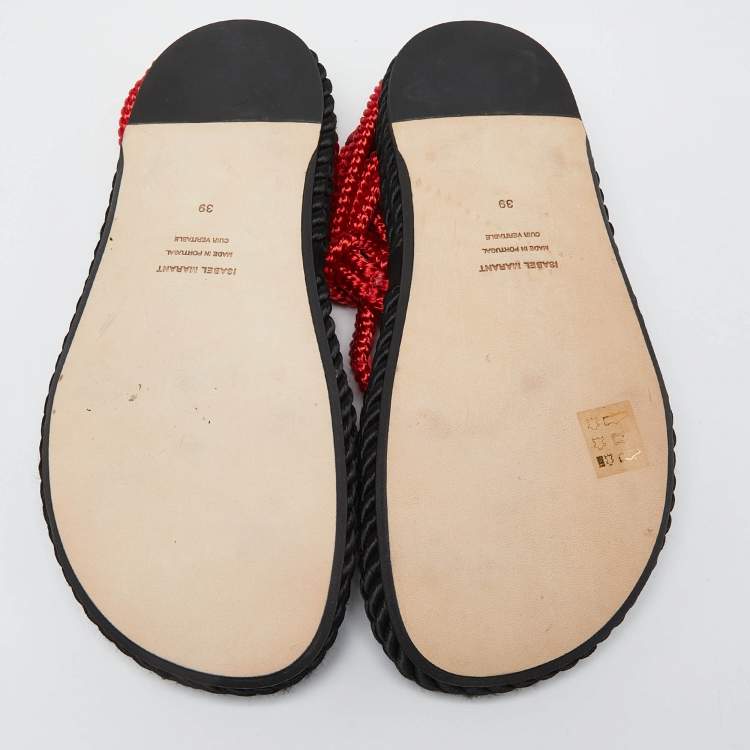 Pre Owned Isabel Marant Red Rope Lou Flat Sandals Size 39