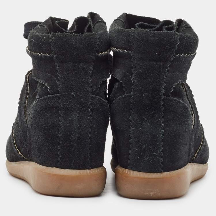 Pre Owned Isabel Marant Black Suede Bobby Wedge Sneakers Size 39