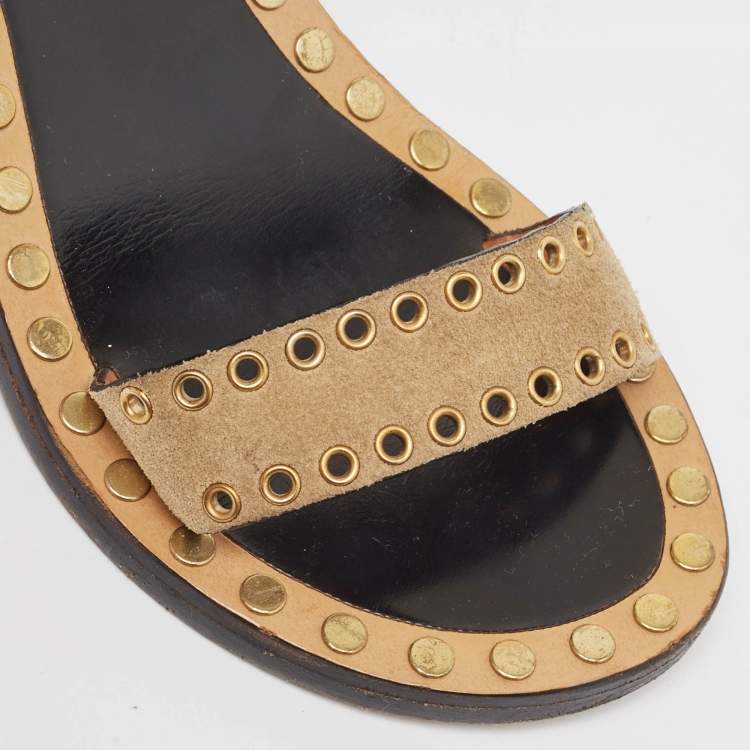 Pre Owned Isabel Marant Light Brown Suede Ankle Strap Sandals Size 37