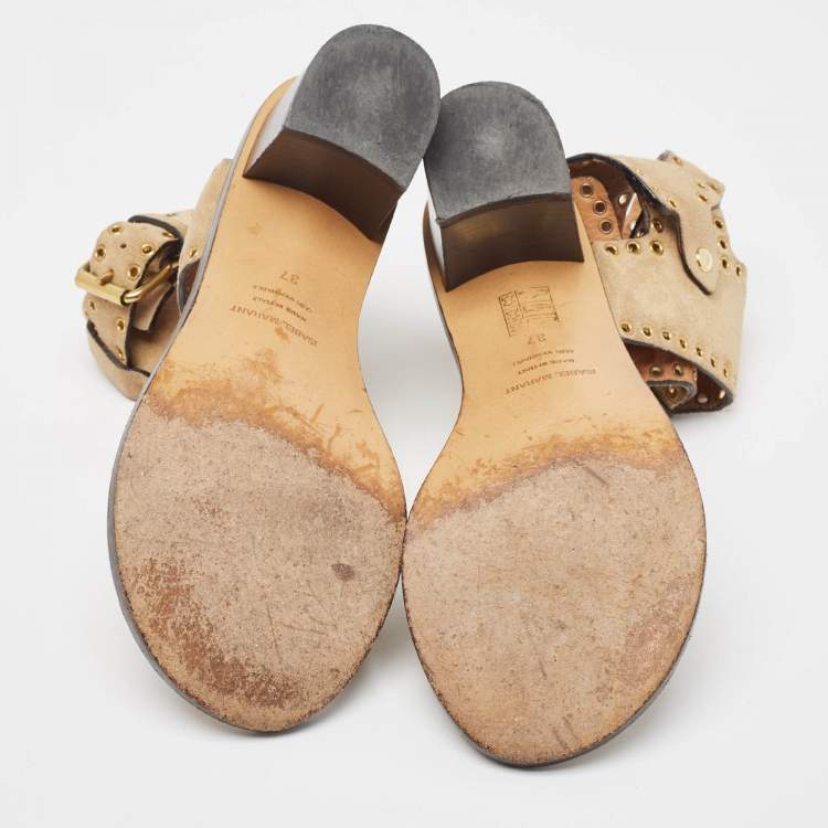 Pre Owned Isabel Marant Light Brown Suede Ankle Strap Sandals Size 37