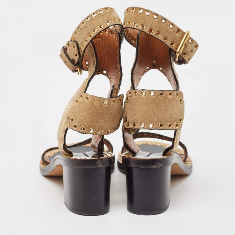 Pre Owned Isabel Marant Light Brown Suede Ankle Strap Sandals Size 37