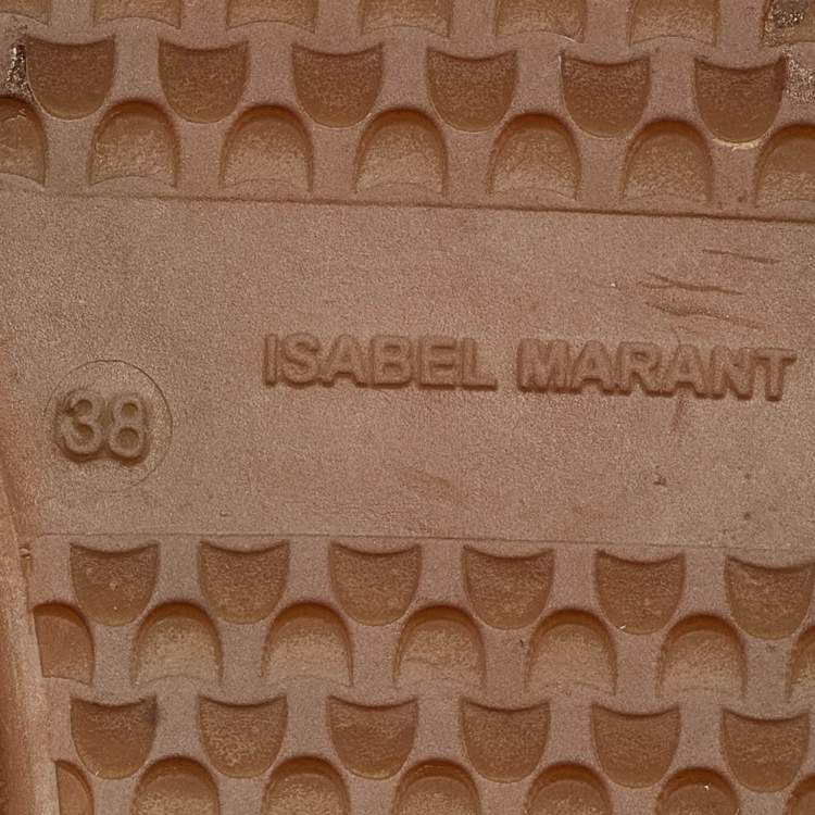 Pre Owned Isabel Marant Brown/Grey Suede Leather Nowels Wedge Ankle Boots Size 38