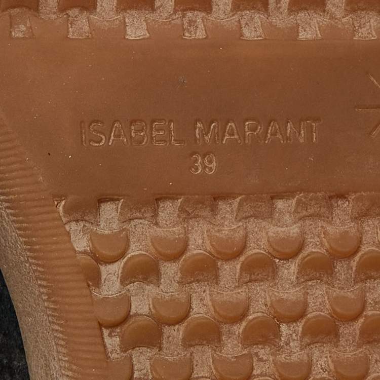 Pre Owned Isabel Marant Black Perforated Suede Wedge Sneakers Size 39