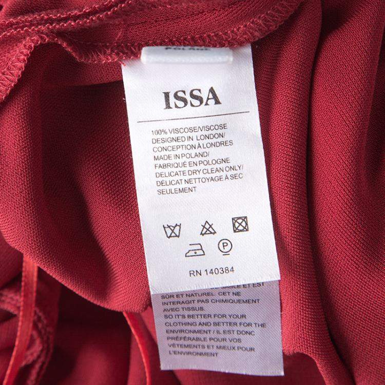 Pre Owned Issa Pomegranate Red High Twist Jersey Antonia Wrap Maxi Dress M