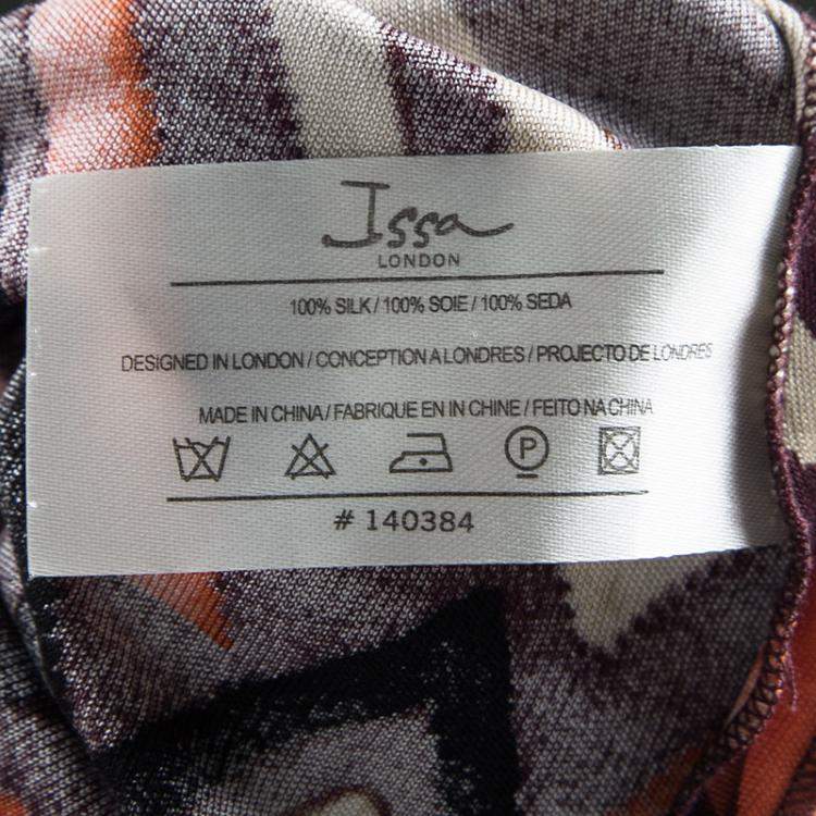 Pre Owned Issa Multicolor Geometric Printed Silk Jersey Draped Front Dress S
