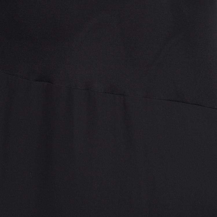 Pre Owned Issa Black Contrast Plisse Panel Detail Vanka Heavy Double Georgette Maxi Dress M