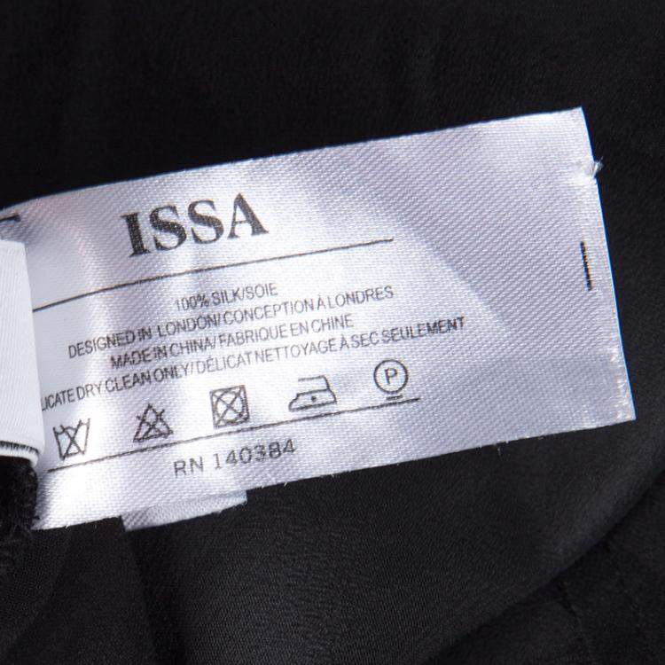 Pre Owned Issa Black Contrast Plisse Panel Detail Vanka Heavy Double Georgette Maxi Dress M