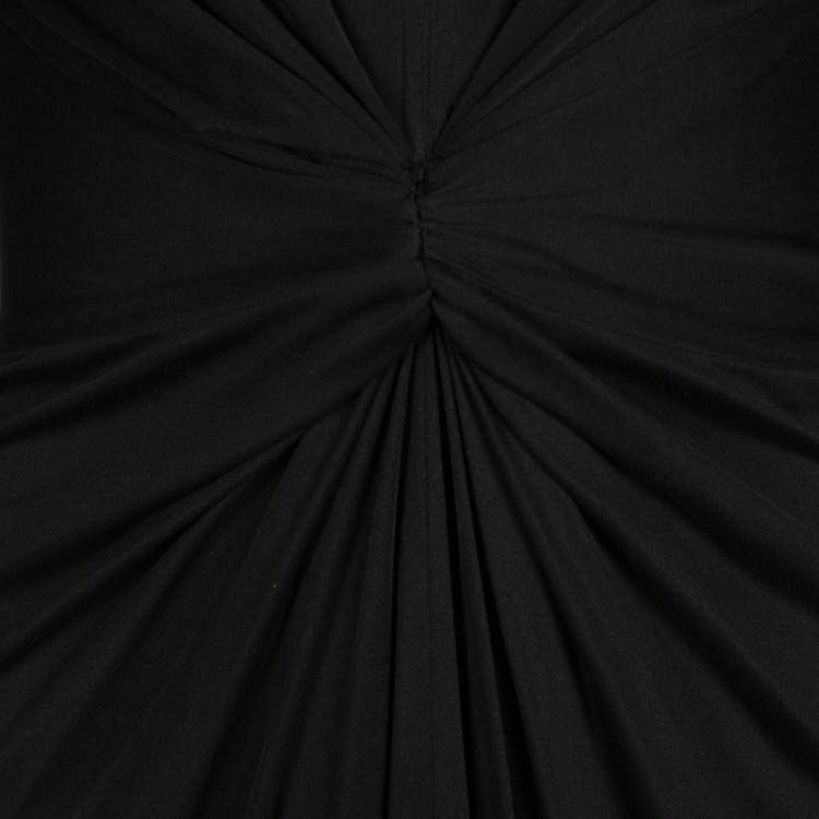 Pre Owned Issa Black Gathered Waist Long Sleeve Silk Jersey Dress S