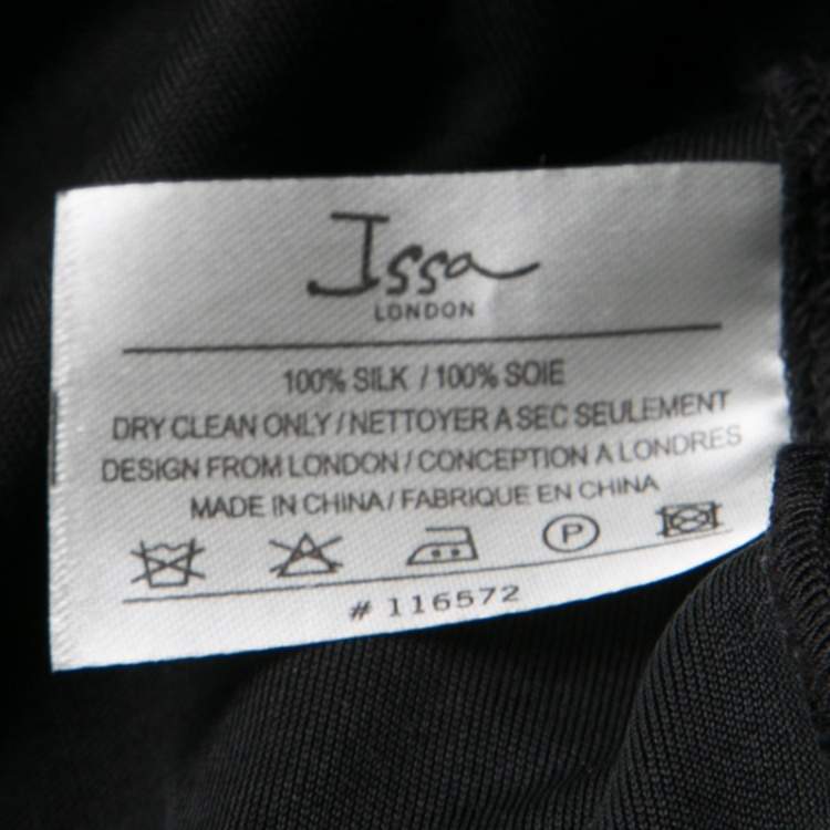 Pre Owned Issa Black Gathered Waist Long Sleeve Silk Jersey Dress S