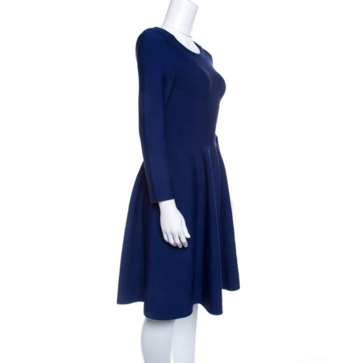 Pre Owned Issa Navy Blue Knit Eddington Fit and Flare Dress M