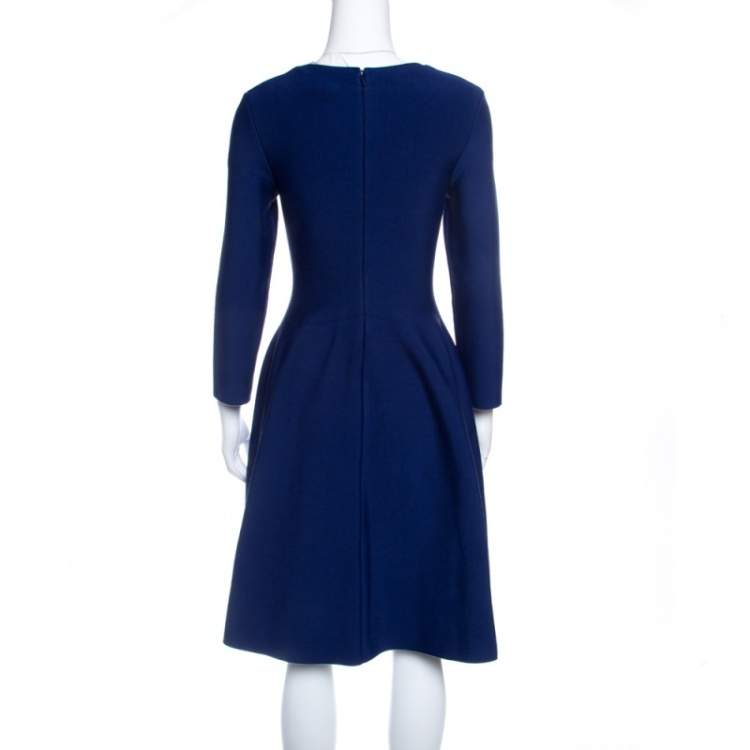 Pre Owned Issa Navy Blue Knit Eddington Fit and Flare Dress M