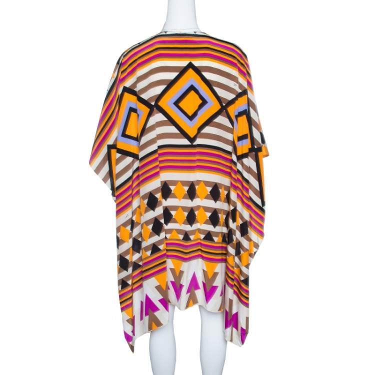 Pre Owned Issa Multicolor Printed Silk Kaftan Tunic ( Free Size )