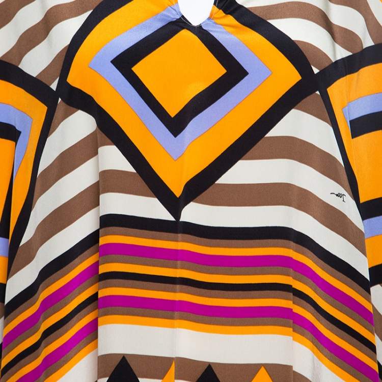 Pre Owned Issa Multicolor Printed Silk Kaftan Tunic ( Free Size )