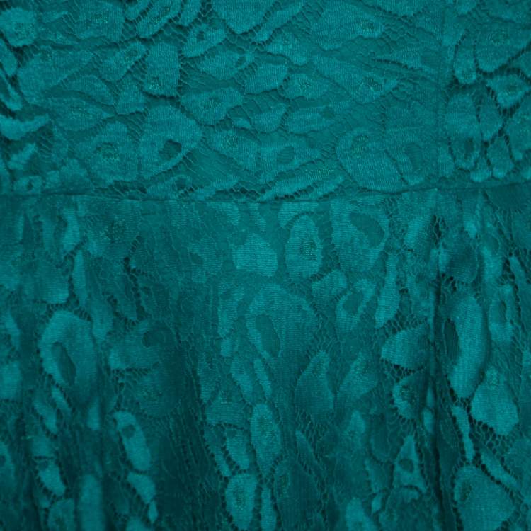 Pre Owned Issa Jade Green Floral Lace Long Sleeve Sheath Dress M